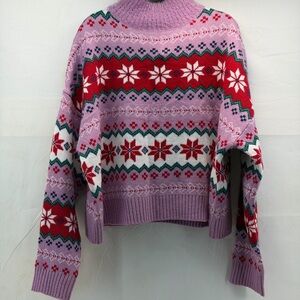 New 33degrees Women's Festive Patterned Sweater - Pink and Red